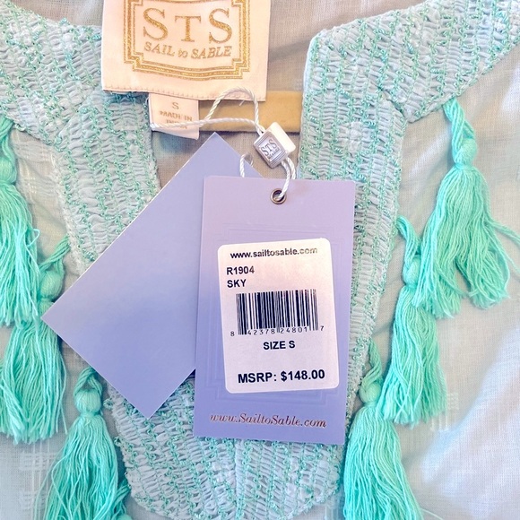 NWT!!! Gorgeous SAIL TO SABLE - WOMENS TUNIC Sz Small color sky blue & teal - Picture 4 of 5
